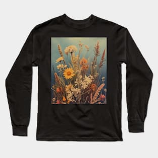 Vintage Pressed Wildflowers Goblincore Cottagecore Long Sleeve T-Shirt